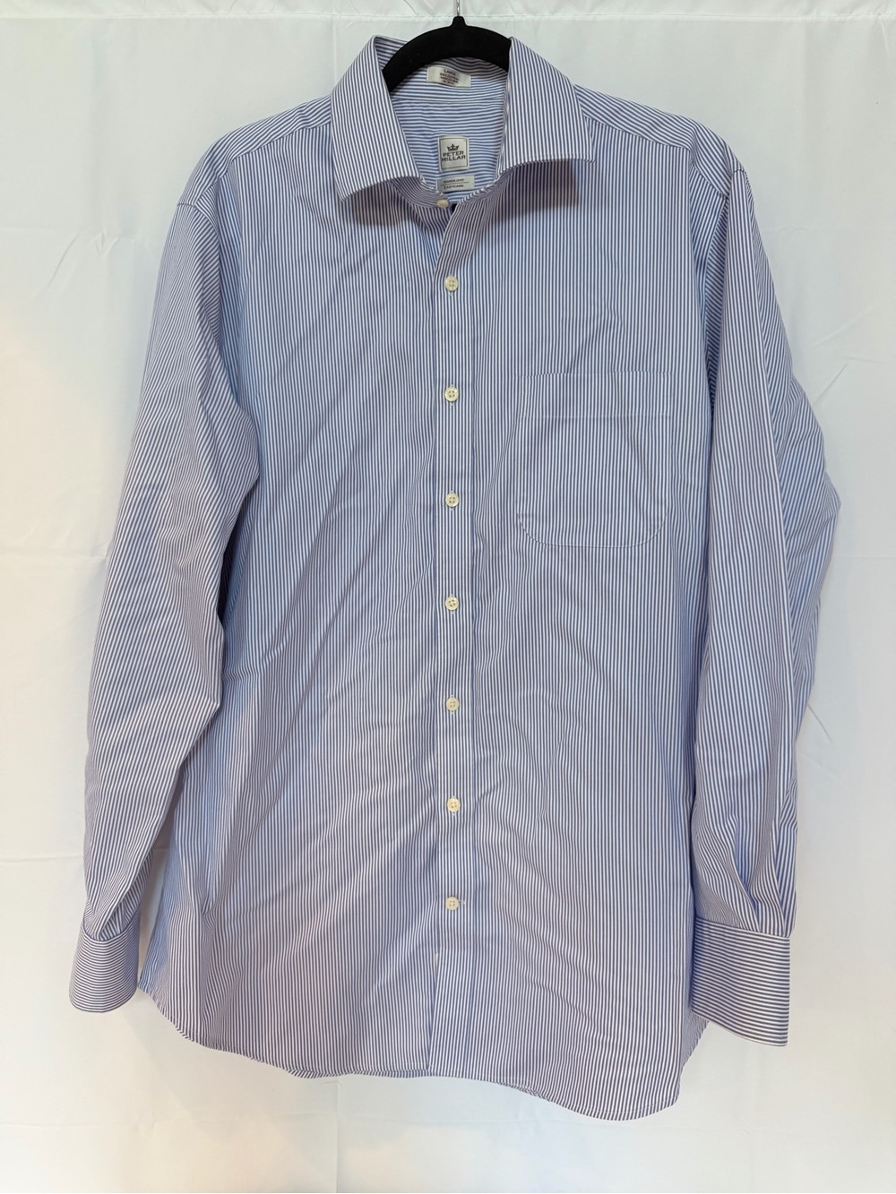 Peter Millar Men's Large Blue white Stripe Dress Shirt